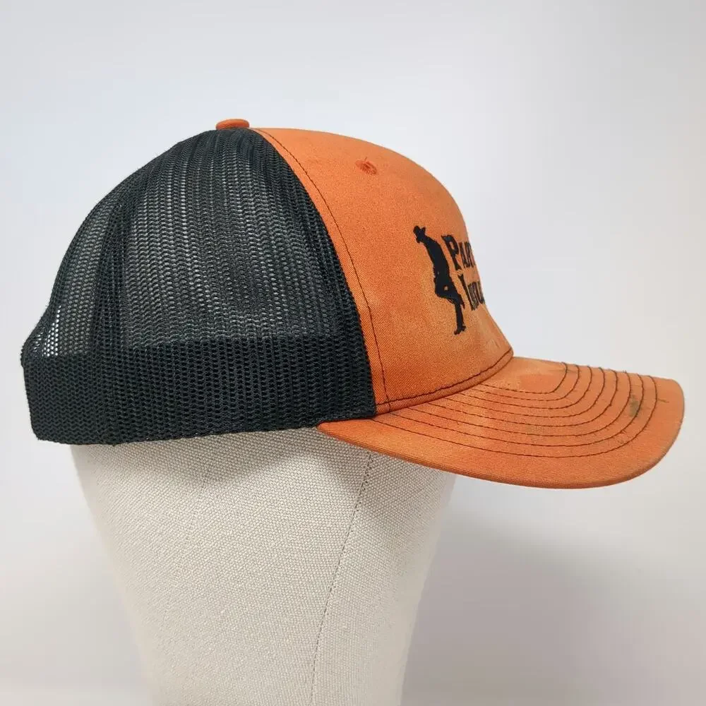 Richardson Trucker Hat Orange Black One Size Mesh Back Snapback Insulation Logo